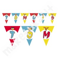 Popierinė vėliavėlių girlianda "Angry Birds" su norimu užrašu
