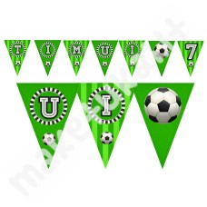 Popierinė vėliavėlių girlianda "Futbolas - žalia" su norimu užrašu