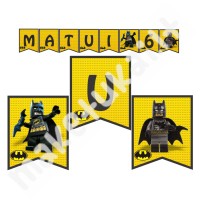 Popierinė vėliavėlių girlianda "Lego Batman" su norimu užrašu
