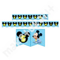 Baby Mickey mouse/peliukas Mikis - juoda- melsva Popierinė vėliavėlių girlianda su norimu užrašu