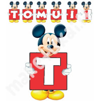 Mickey mouse / Peliukas Mikis raudona-juoda popierinė girlianda su norimu užrašu