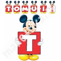 Mickey mouse / Peliukas Mikis raudona-juoda popierinė girlianda su norimu užrašu
