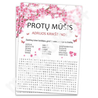 Protų mūšio kortelės (rožinė-balta, gėlytės, drugeliai)