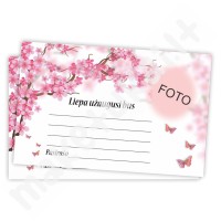 Profesijos spėjimo kortelė (rožinė-balta, gėlytės, drugeliai)