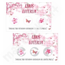 Loterija (rožinė-balta, gėlytės, drugeliai)