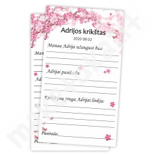 Linkėjimų-pasižadėjimų-profesijos spėjimo kortelė (rožinė-balta, gėlytės, drugeliai)