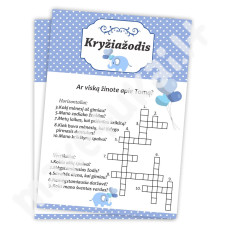 Kryžiažodis "Drambliukas - melsva - balta"