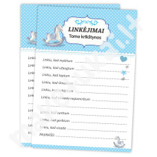 Linkėjimų kortelė 2 "Arkliukas - melsva - balta"
