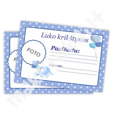 Personalizuota pasižadėjimų kortelė "Drambliukas - balta - melsva"