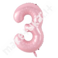 Folinis balionas skaičius "3", rožinė spalva, 100 cm