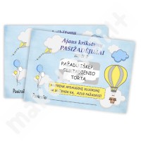 Personalizuota pasižadėjimų kortelė su nutrinamu sluoksniu"Oro balionas-melsva"
