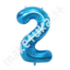 Folinis balionas skaičius "2", mėlyna spalva, 100 cm
