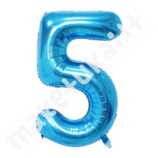 Folinis balionas skaičius "5", mėlyna spalva, 100 cm