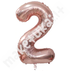 Folinis balionas skaičius "2", rožinio aukso spalva, 100 cm
