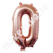 Folinis balionas skaičius "0", rožinio aukso spalva, 70 cm