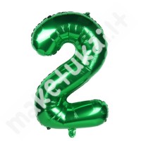 Folinis balionas skaičius "2", žalias, 80 cm