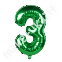 Folinis balionas skaičius "3", žalias, 80 cm