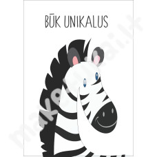 Paveikslėlis 21x29,7cm Zebras - Būk unikalus Paveikslėlis 21x29,7cm Zebras - Būk unikalus